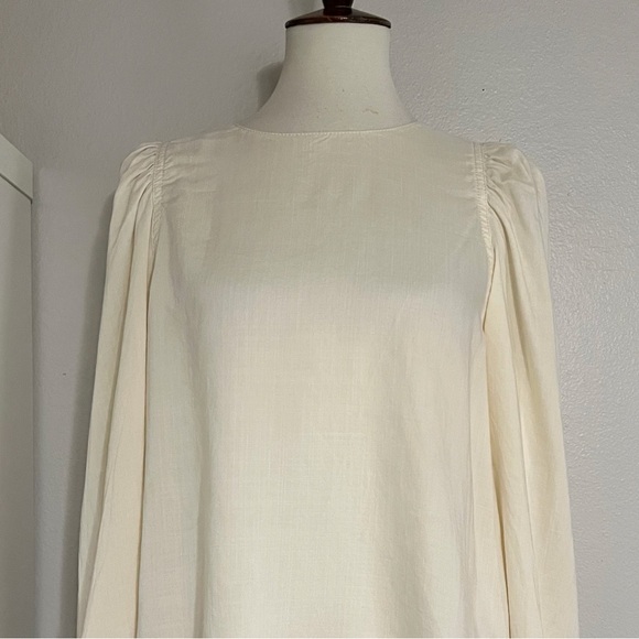 Rebecca‎ Taylor Puff Sleeve Top Long Sleeve Cream Beige Blouse - Picture 8 of 12